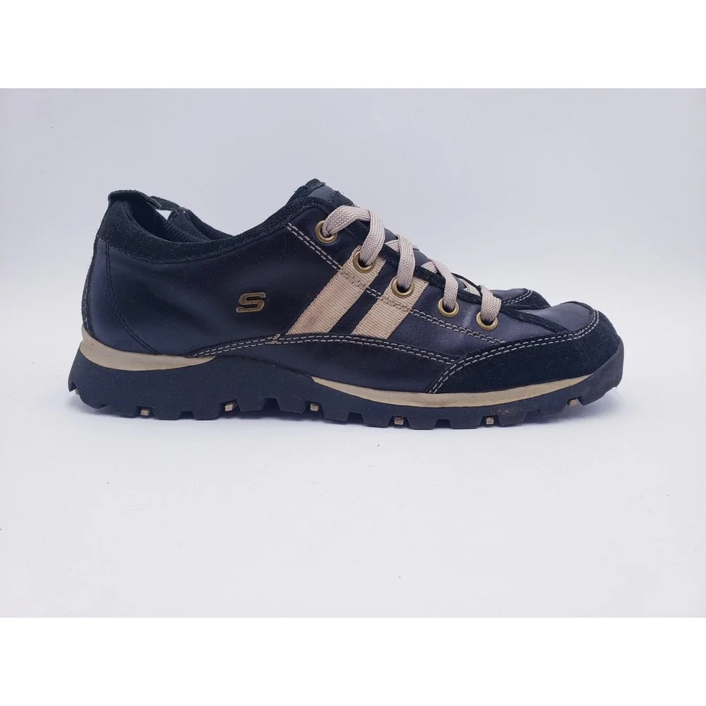 Vintage 90s Y2K Skechers Sneakers Black Leather Suede Lace Up Oxford Womens 11